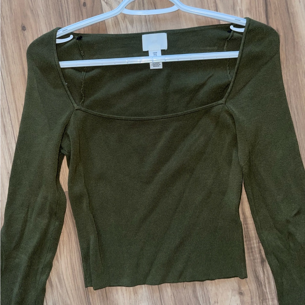 H&M Green Long Sleeve Tee Top